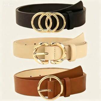 Fashionable, Minimalist Women's Alloy Round Buckle Belt, Versatile Casual Belt JH030