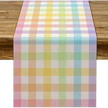 Easter Buffalo Plaid Table Runner, Spring Holiday Farmhouse Fireplace Kitchen Dining Room Home Party Decor - Multicolor - View 10