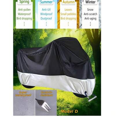 四季通用190T牛津布防水摩托车罩 - 防尘、防紫外线、防雨、防晒，适用于室内外踏板车、自行车、摩托车 - 高强度EVA材质，也适用于电动自行车和自行车