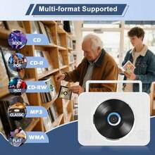 CD Player With Handle Support Bluetooth FM Radio USB Playback AUX Vertical Australia Audio Player With Dust Cover Portable CD Music Player For Home - trắng - Xem 2