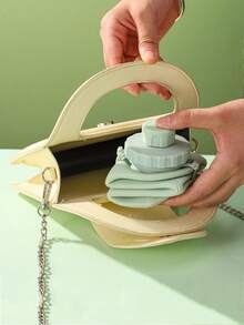 1pc 600ml Folding Sports Water Bottle For Women Men Portable Silicone Cup Reusable Drinking Bottle Outdoor Fitness Gym Travel Camping Hiking Trekking Office School Supplies - Hồng - Xem 8