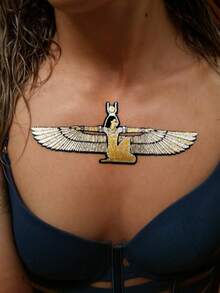 2 Sheets Body Art Temporary Tattoos Suitable For Women Or Men, Gold Foil Tattoos, European And American Style Geometric And Eye Patterns, Waterproof Fake Tattoos, Lasting 2-5 Days, Can Be Used On Hands, Arms, Neck, Shoulders, Chest, Waist, Legs, And Back, Suitable For Festivals, Parties, Gifts, Vacations, Music Festivals,Body Decoration. - Multicolor - View 6