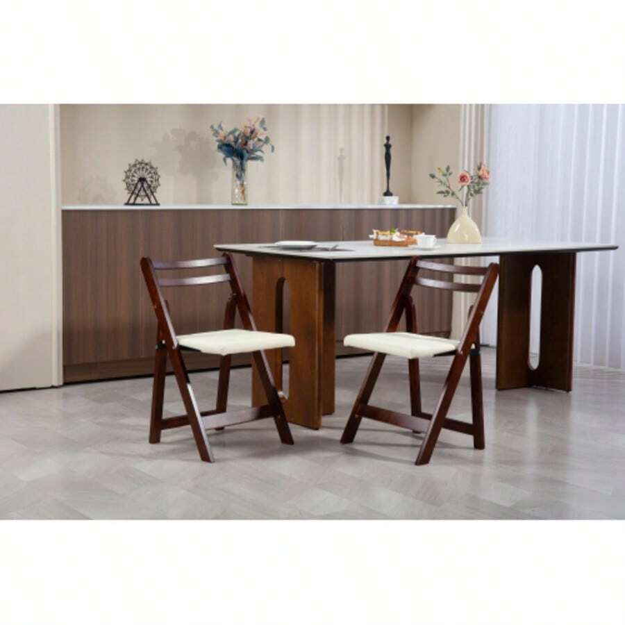 Folding Chair Made Of Solid Wood - Elegant Design, Durable And Space-Saving, Suitable For Home And Office.