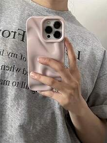 Apple 2000s Fashion 1pc Y2K Matte Silicone Asymmetrical 3D Wavy Pattern Minimalist Solid Color Shockproof Phone Case Compatible With Iphone 15/15 Pro Max/15 Pro/15 Plus/11/12/13/14/16 Pro Max/XS/XR/11 Pro/11 Pro Max/12 Pro/12 Pro Max/13 Pro/13 Pro Max/7 Plus/14 Pro/14 Pro Max/14 Plus/16 Pro/16 Plus/7 Plus/8 Plus/8/SE2, Black/Pink/Burgundy/Blue Waterproof Anti-Fall Scratch Resistant - Baby Pink - View 3