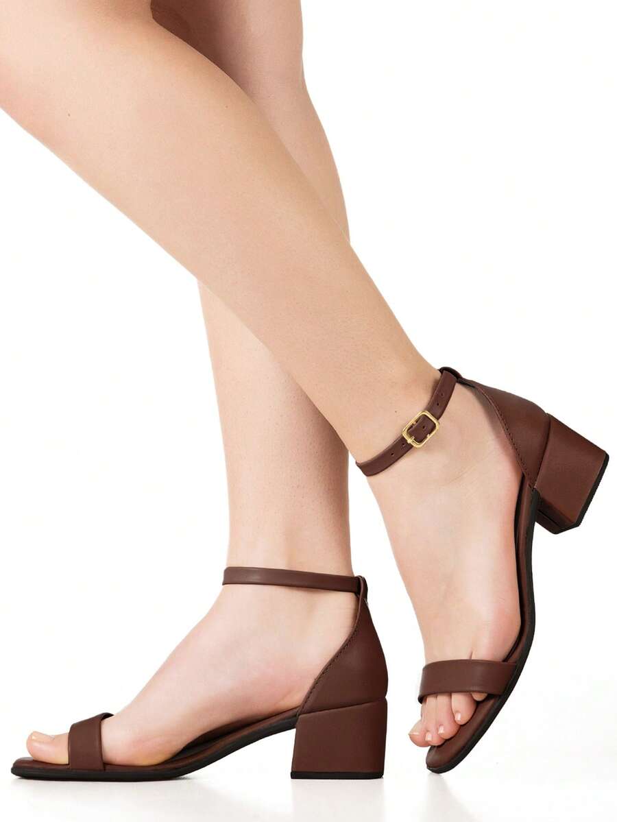 Women's Casual Classic Sandal With Medium Block Heel, Comfortable, On , Cheap, Original GiGiL - 鏽棕色 - 查看 1