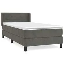 vidaXL Boxspringbett Mit Matratze, Dunkelgrau, 90x190 Cm, Samt - Grey - View 2