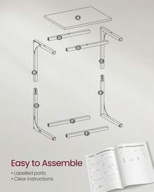 C-Shaped Side Table, Set Of 2, Bedside Table, Sofa Side Table, With Metal Frame, Industrial, For Living Room, Bedroom, Rustic Brown And Ink Black - Brown - View 5