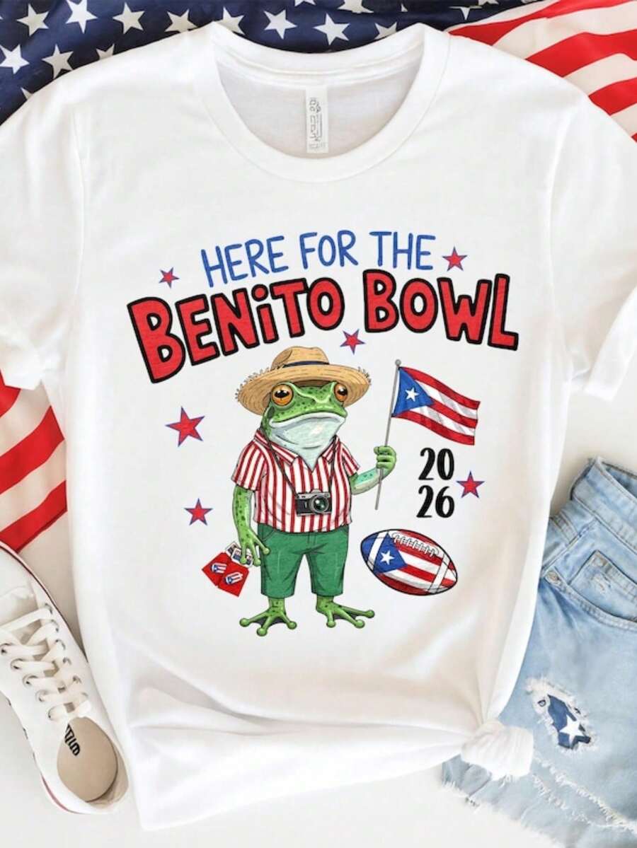 Here For The Benito Bowl Shirt, Puerto Rican Football SuperB 2026 Tshirt, Benito BB 2026 Top, Hispan - 白色 - 查看 1
