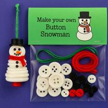 DIY Button Snowman Ornament Craft Kit, Make Your Own Holiday Tree Decorations, Family Activity Winter Crafts - Multicolor - View 8