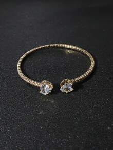 1件时尚优雅心形镂空水钻手镯 - 彩色 - 查看 7