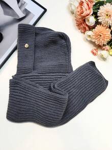 女士时尚多功能拉法帽，针织帽围巾套装，秋冬户外保暖耳罩毛线帽，秋季装饰情人节礼物