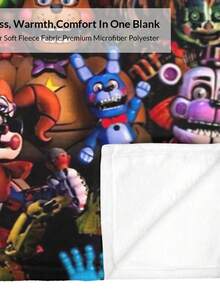 Custom Name Blanket Five Nights Freddy FNAF Tapestry Personalized Blankets Birth For Kids Adults Gifts Bedding, Sherpa Blanket - Multicolor - View 7