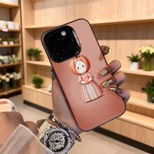 Cubierta de teléfono con diseño de muñeca rosa para iPhone funda protectora con estampado de personaje femenino en vestido elegante ideal para uso diario y ocasiones especiales Aplicable a los teléfonos de la serie Apple y Galaxy - Negro - Ver 4