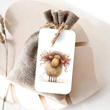 50pcs Funny Curly-Haired Sheep Gift Tags With Hemp Rope - Holiday Hanging Labels For Presents, Gift Wrapping, Party Favors & Decorations, Perfect For Birthday, Wedding, Christmas & Parties - Multicolor - View 4