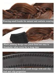 Kid's Fishbone Braid Wig Fluffy Top Hairband High Forehead Volumizing Tress Extensions Twist Braid Fake Hair Band 1pc