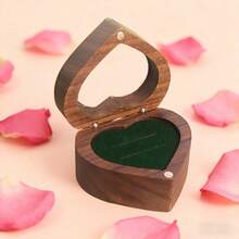 Joyero de madera en forma de corazón, estilo rústico, con forro de terciopelo, ideal para San Valentín, bodas y aniversarios. Organizador de joyas para el hogar. Regalo perfecto. - Verde militar - Ver 4