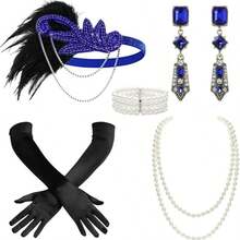 20 世纪 20 年代女士派对配饰套装，轻佻女郎服装配饰咆哮的 20 年代女士配饰轻佻女郎头饰 - 彩色 - 查看 69