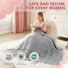 Weighted Blanket 7lbs 40"X 60" Grey Heavy Blanket For 60-80lbs Weighted Blanket For Cooling And Heating With Premium Glass Beads Thick Blanket All-Season - 01-灰色+50吋x60吋-10磅 - 查看 2