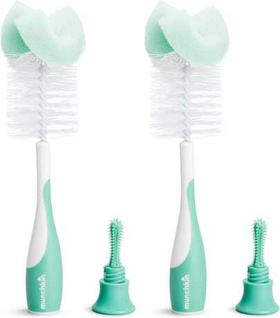 Munchkin® Esponja™ - Cepillo para Polvo para Botellas, Paquete de 2, Color Verde