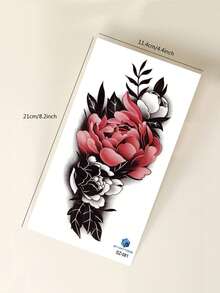 STARTTOOS Hoa mẫu đơn đỏ với họa tiết hoa phong phú và thịnh vượng, miếng dán hình xăm giả tạm thời thích hợp cho cánh tay, đùi, vai, cổ, ngực, lưng tự làm, tiệc hàng ngày, quà tặng lễ hội, chống thấm nước cho cơ thể, miếng dán hình xăm chân thực, 1 gói - Nhiều màu - Xem 8