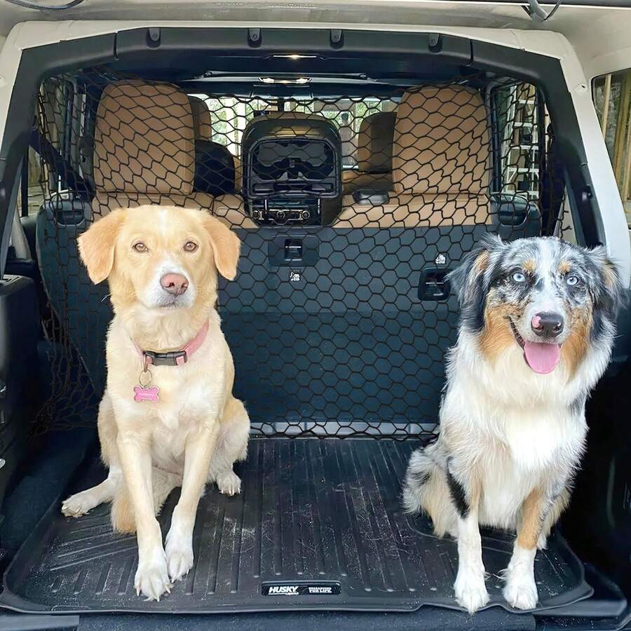 Red de para perros, 120 x 70 cm, red de protección para coche, red de separación universal, barrera para mascotas, malla de separación ajustable para asiento trasero de Oxford, evita que se - Unitalla - Ver 1