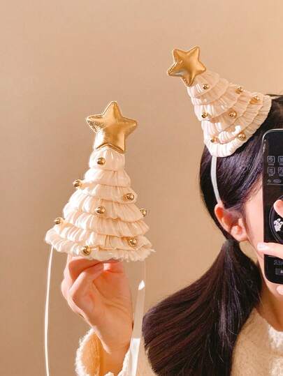 1 Piece Of Five-Pointed Star Hat Headband Girl's Hair Accessories Festive Atmosphere Decorative Headband Cute Photo Props Versatile Headwear