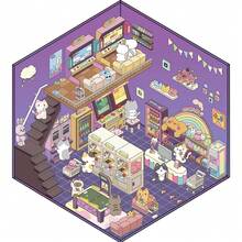 3D立体风景贴纸，创意场景，微缩世界，DIY手账，日记，手机贴纸，拼贴画，PET材质，圣诞礼物，圣诞装饰，适用于房间室内装饰、墙面装饰和桌面装饰。 - 彩色 - 查看 3