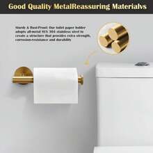 Brushed Gold Toilet Paper Holder SUS304 Stainless Steel, Modern Round Tissue Roll Holders Wall Mount, Toilet Paper Roll Dispenser Bathroom,Drill-Free Design - Multicolor - View 2