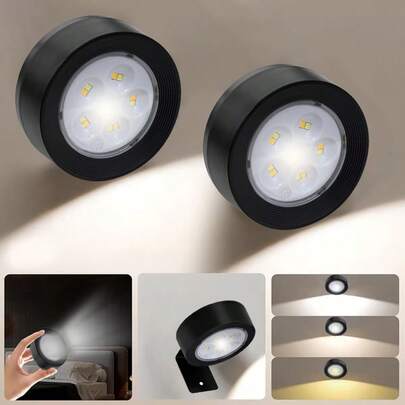 1pc/3pcs/6pcs Wireless LED Bedside Lamp, Battery-Powered Wall Light With Remote Control, Bedroom Reading Light, Three Color Temperatures, Timer Function, No Wiring Required, Suitable For Bedrooms, Baby Rooms, Staircases, Porches, Desks, And Bookshelves (Batteries Not Included)