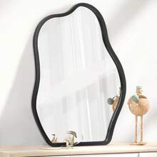 GSYY Ammetl  Mirror With Wood Frame Irr Modern Hanging Mirror For  For Vanity Ling Ro Bedro Bathro Entryway Hallway Modern Unique Decorative Astic Mirror - màu đen - Xem 1