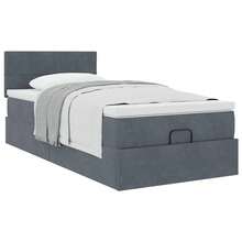 vidaXL Ottomane-Bett Mit Matratze, Dunkelgrau, 80x200 Cm, Samt - Grau - Übersicht 5