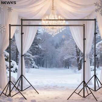  Soporte de decoración para boda NEWKS, soporte de fondo fotográfico de 2,4 metros x 3 metros, 2,9 * 3 metros en dos tamaños a elegir, con 4 pinzas, 1 bolsa portátil, adecuado para estudios fotográficos, decoración de ambiente navideño, etc. Se puede usar con tela fotográfica, carteles, etc.