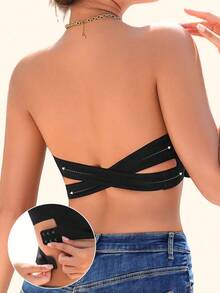 Women's Seamless Strapless Bra Sexy Side Closure Bra Seamless Criss Cross Back Solid Wireless Bralette Soft Chest Pad Comfy Bra Adjustable Straps Women's Intimates Lingerie Elastic Underwear Tube,Bridal Lingerie Top Breathable Camisole Not Transparent Perfect With Strapless Dresses For Everyday Wear - Multicolor - View 6