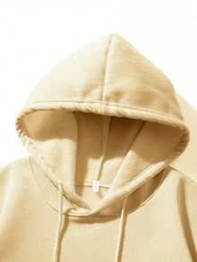 Sudadera con capucha con cordón y estampado de letras para hombre, para otoño - Albaricoque - Ver 8