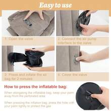 Inflatable Reading Pillow Laptop Lap Desk With Inflatable Bag Adjustable Gaming Pillows For Bed Couch Floor Portable Leg Elevation Pillow For Comfortable Reading Working Crocheting - 灰色 - 查看 6