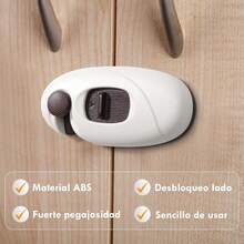 Candado para Refrigerador, 5 Piezas de Seguros para Puertas y Cajones Niños, Cerradura de  con Adhesivo, Cierres de  para Refrigerador para Gabinetes, Refrigeradores, Hornos - 1 - Ver 2