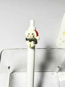 1 pix retractabil neutru cu presă de Crăciun, vârf de pix de 0,5 mm, negru, rechizite de birou, pixuri în formă de brad de Crăciun, cadou de papetărie pentru studenți, cadou esențial de Crăciun - Multicolor - Vizualizare 12