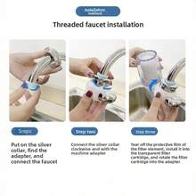1 Piece Faucet Water Filter With Ceramic Filter Cartridge, Reusable And Washable, 7-Stage Activated Carbon Filter, Physical Filtration To Remove Impurities And Purify Tap Water, Faucet Mounted Water Filter - White - View 9