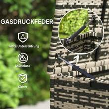 Outsunny Rattan Auflagenbox 350L 2-Ebenne Wetterfest Kissenbox Mit Deckel Hebestangen Tragegriffe UV-Beständig Gartenbox Aufbewahrungsbox Gartentruhe Für Garten Terrasse Balkon 118x57x69 Cm Mischgrau - Grey - View 5