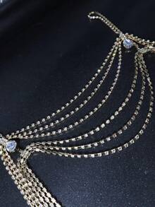 1pc Sexy Chest Chain, Multi-Layer Geometric Tassel Shoulder Chain, Fashionable Body Chain Necklace For Women - Multicolor - View 5