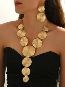 2件套 新款创意几何螺旋图案 休闲个性化欧美风派对街头时尚长款Y字套装