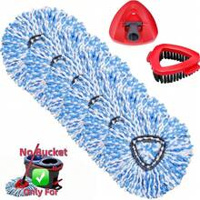 Replacement Rotating Mop Head And Shower Floor Scrubber, Compatible With The Ocedar RinseClean 2-Tank Mop System, Microfiber Refill Heads For Cleaning All Hard Floors - 6個藍色拖把頭+1個刷子+1個底座組合 - 查看 11