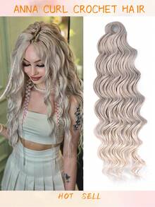 Heat-Resistant 24 Inch Synthetic Braiding Hair Extensions Loose Deep Wavy Braid Hair Water Wave Ombre Brown Twist Crochet Curly Anna Hair For Christmas New Year - Multicolor - View 39