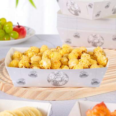 10/24pcs Silver Disco Ball Disposable Food Boxes, Fries Boxes, Popcorn Boxes, Snack Boxes, Birthday And Family Gathering Party Decorations, Suitable For Bakeries, Burger Restaurants, Movie Theaters
