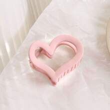 1pc/2/3/4pcs Minimalist Heart-Shaped Pink Claw Clips - Daily Commute Practical Hair Accessories Valentine's Day Couple Hair Clips Women Hair Claw Hair Clutch - Pink - View 5