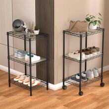 GSYY Small 3 Tier Shelves Sage Wire Shelng Unit Metal Shelf Adustabrganizers Sage Shelng With Wheels For Bathro Laundry Ro  Pantry12 D X 18 W X 30.7 H Black - 黑色 - 查看 8