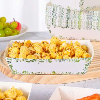 10/24个柳边一次性食品容器，薯条盒、爆米花盒、零食盒，生日和家庭聚会装饰，适用于面包店、汉堡店、电影院外卖盒