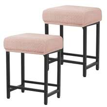 Levoberg Bar Stool Cover Rectangle Stretch Counter Height Barstool Slipcovers Rectangular Vanity Stool Cover Kitchen Counter Saddle Seat Cover For Wooden Metal Bench Set Of 2 Khaki,2Pack,Khaki - 卡其色 - 查看 1