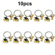 10 Pieces Of Yellow Graduation Cap Bags With Pendant, Multi-Functional Schoolbag Hangers, Schoolbag Hooks, Key Chains, Doctor's Cap Key Chains. The Graduation Cap Keychain Is A Blessing Gift For Students During The Graduation Season And Exam Period. - Multicolor - View 5