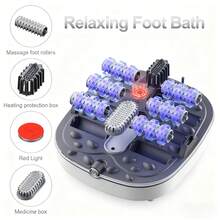 Collapsible Foot Spa Bath Massager With Heat, Bubbles & Acupressure Massage - Foldable Portable Foot Soaker With Temperature Control, Perfect Gift For Women, Travel & Home Pedicure Relaxation - 白色 - 查看 6